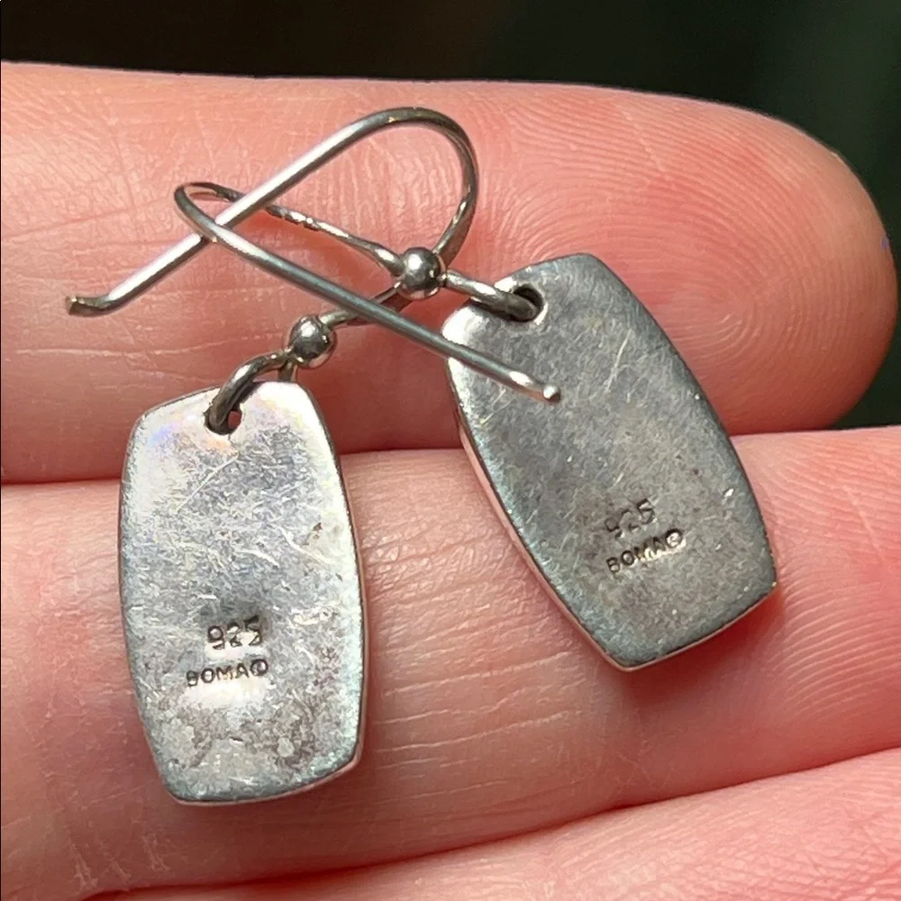 Vintage Modernist Caviar Balls Dots Sterling Silver 925 Dangle Earrings
